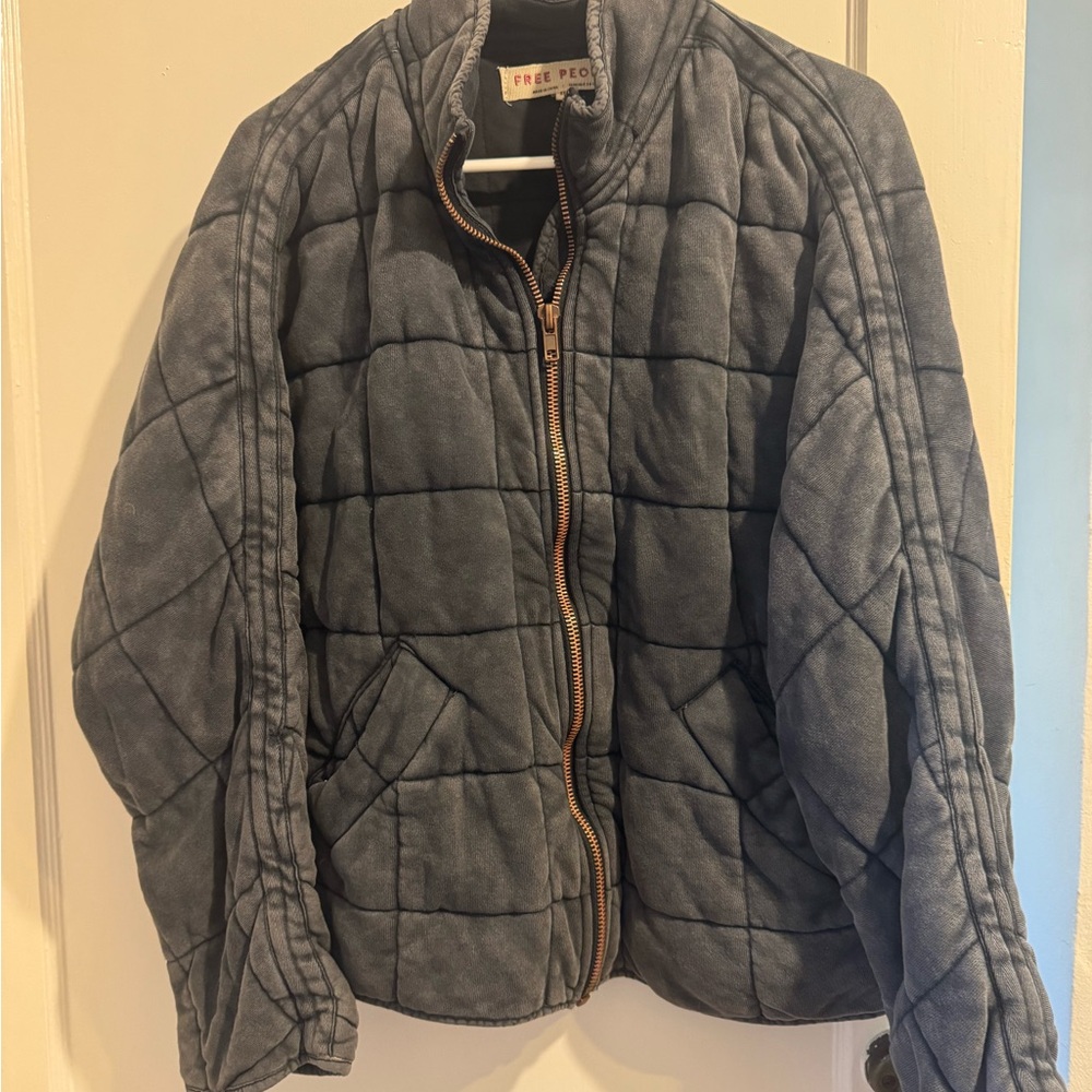 Free People Charcoal Puffer Jacket